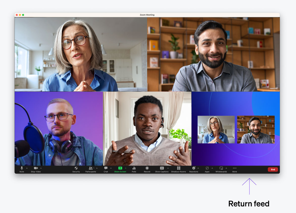 Zoom call with return feed